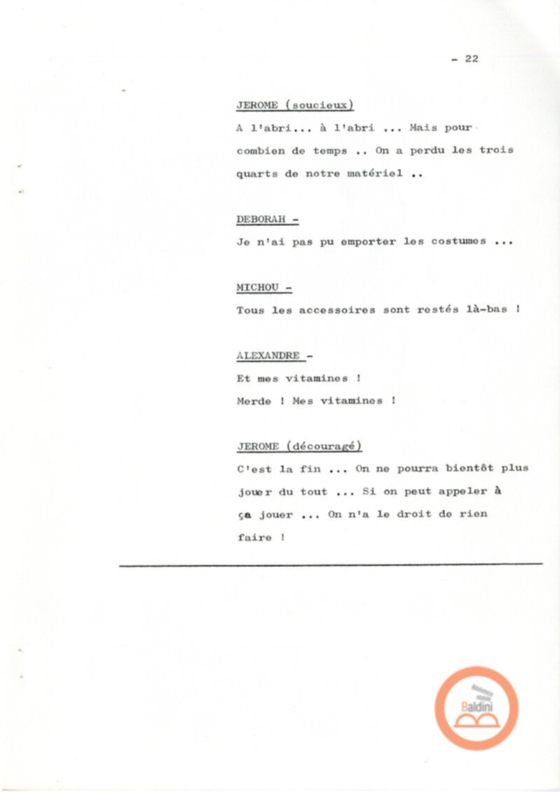 Un film d'aventure d'amor - copione