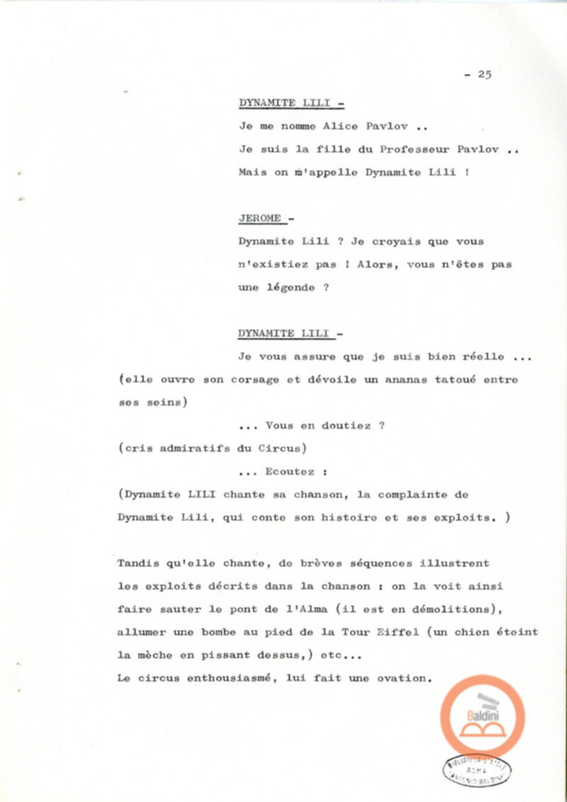 Un film d'aventure d'amor - copione