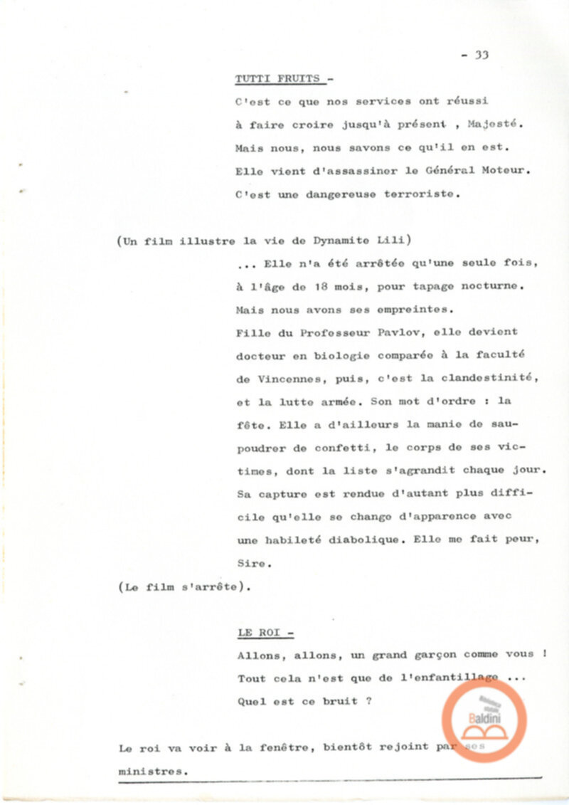 Un film d'aventure d'amor - copione