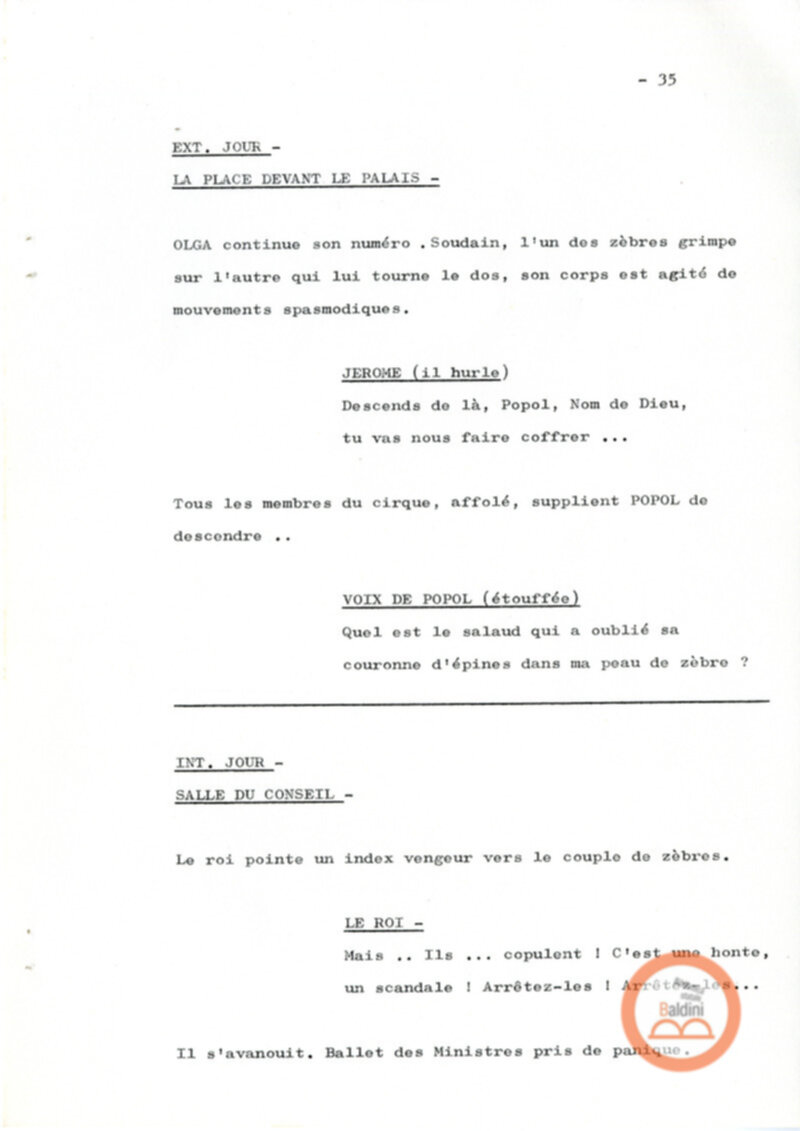 Un film d'aventure d'amor - copione