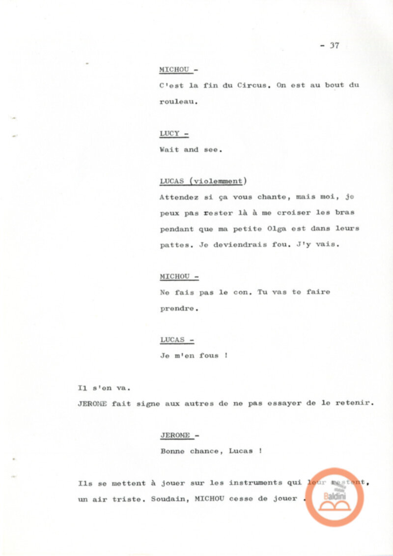 Un film d'aventure d'amor - copione