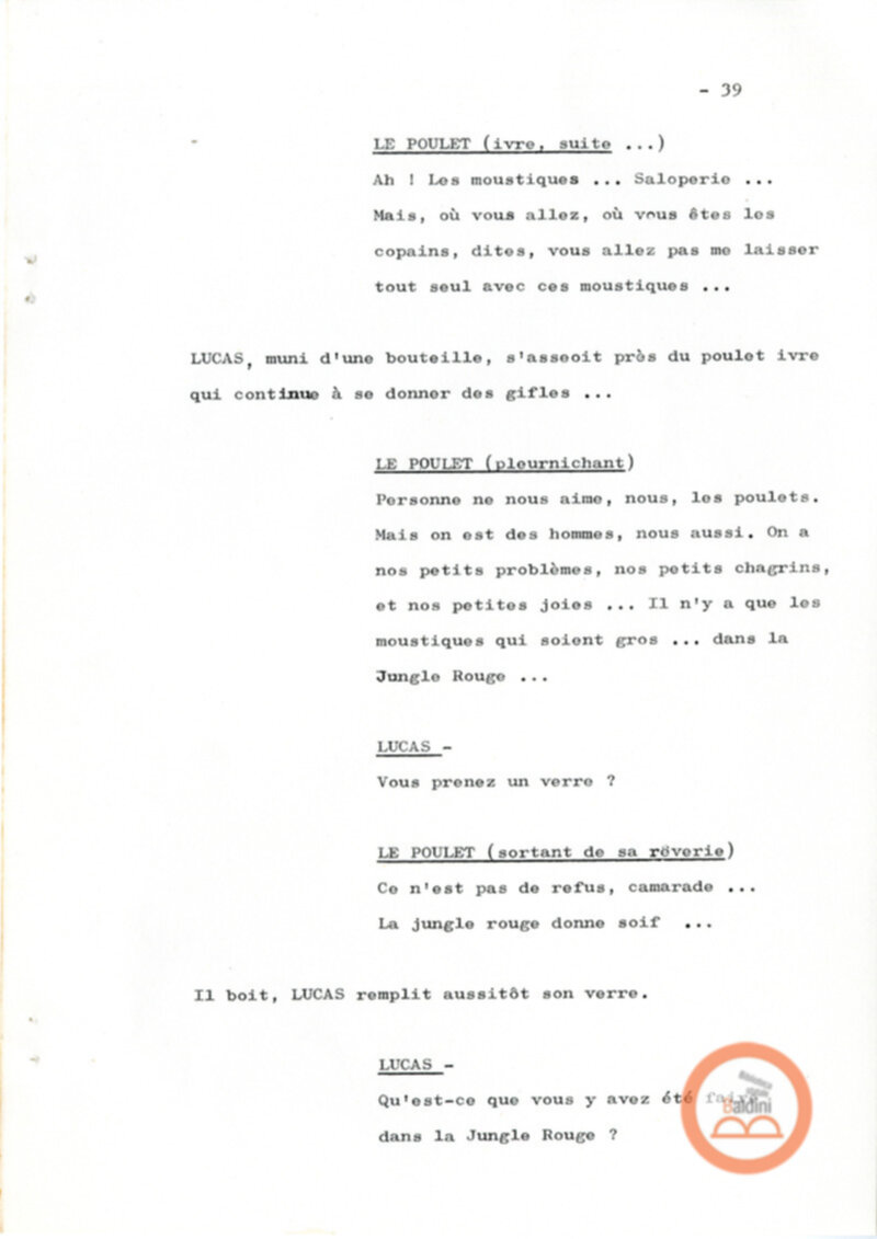 Un film d'aventure d'amor - copione