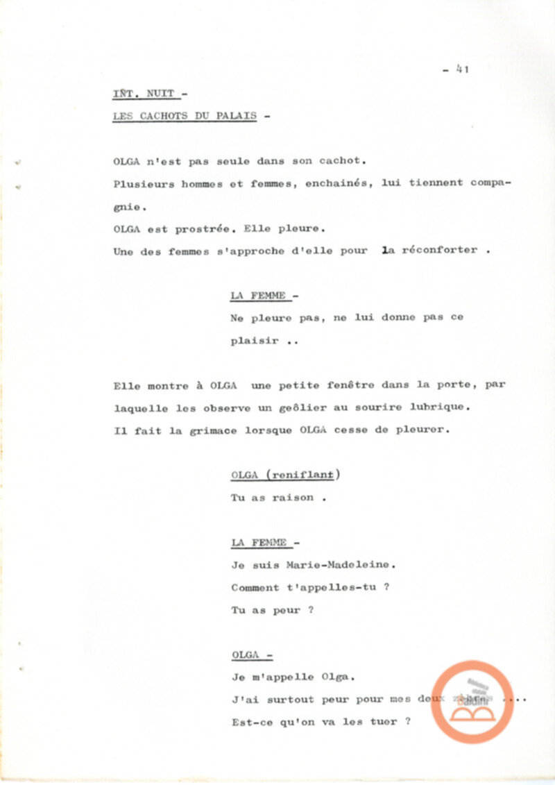 Un film d'aventure d'amor - copione