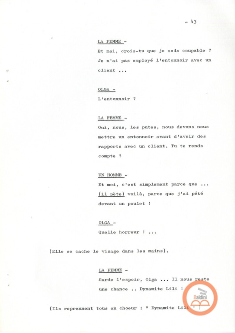 Un film d'aventure d'amor - copione