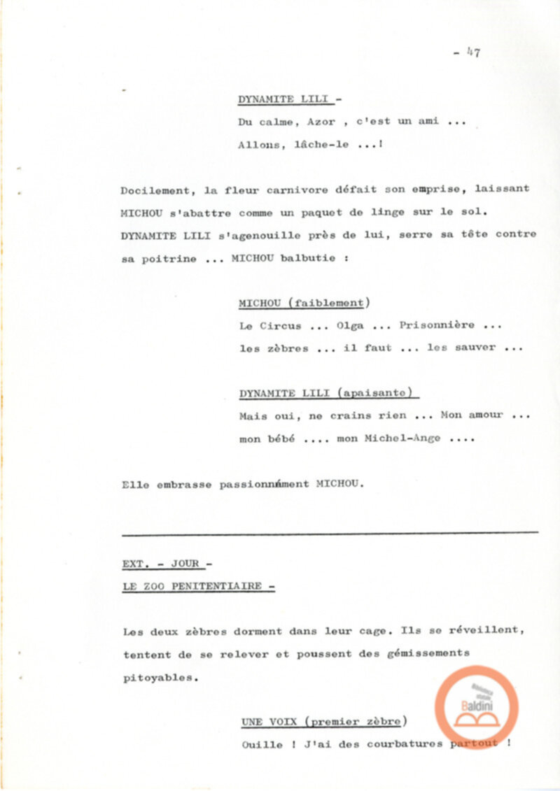 Un film d'aventure d'amor - copione