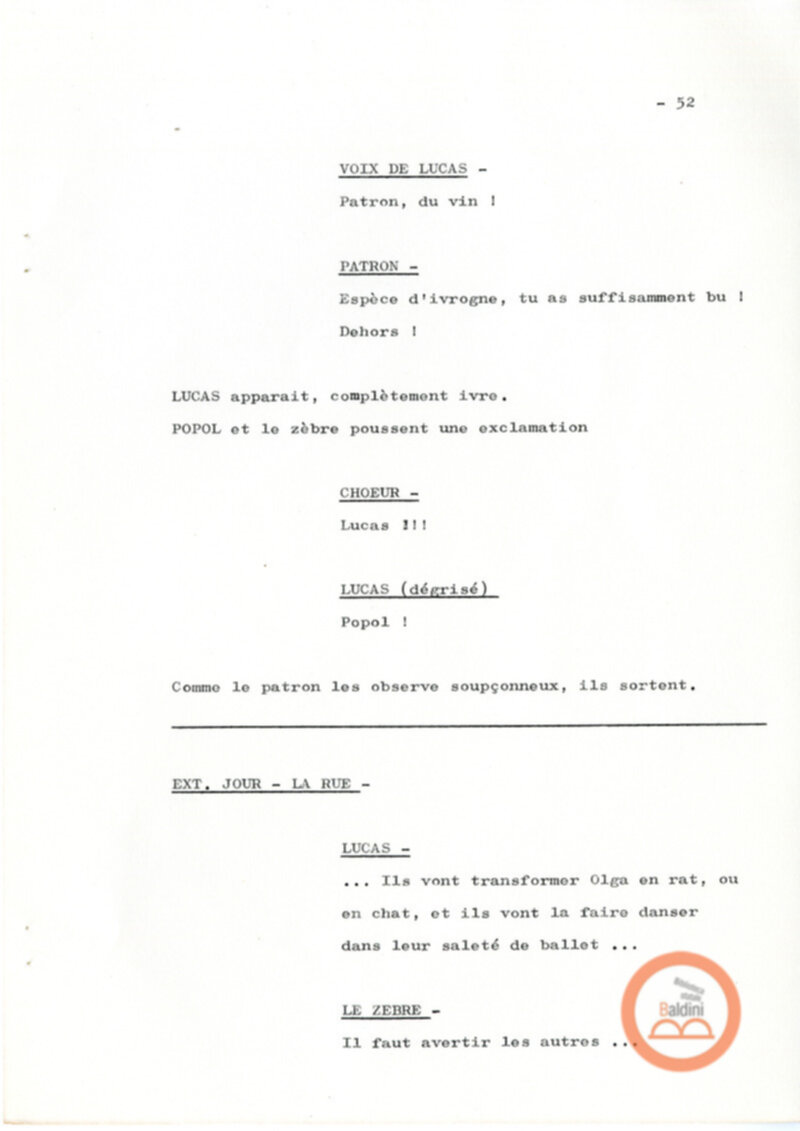 Un film d'aventure d'amor - copione