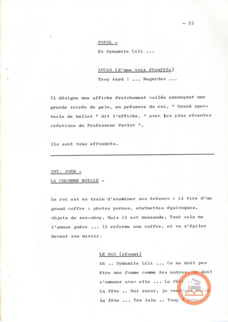 Un film d'aventure d'amor - copione