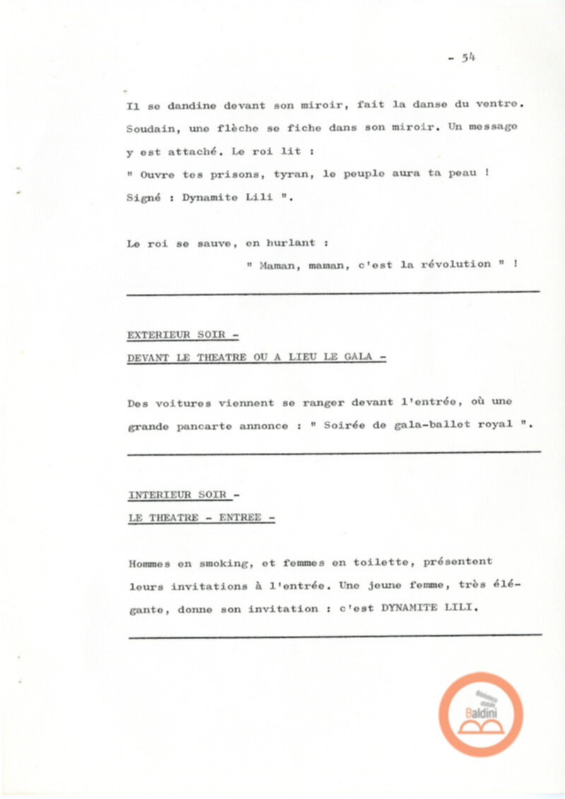 Un film d'aventure d'amor - copione