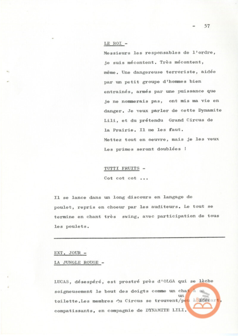 Un film d'aventure d'amor - copione