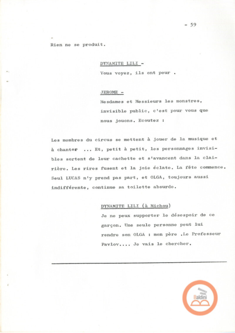 Un film d'aventure d'amor - copione