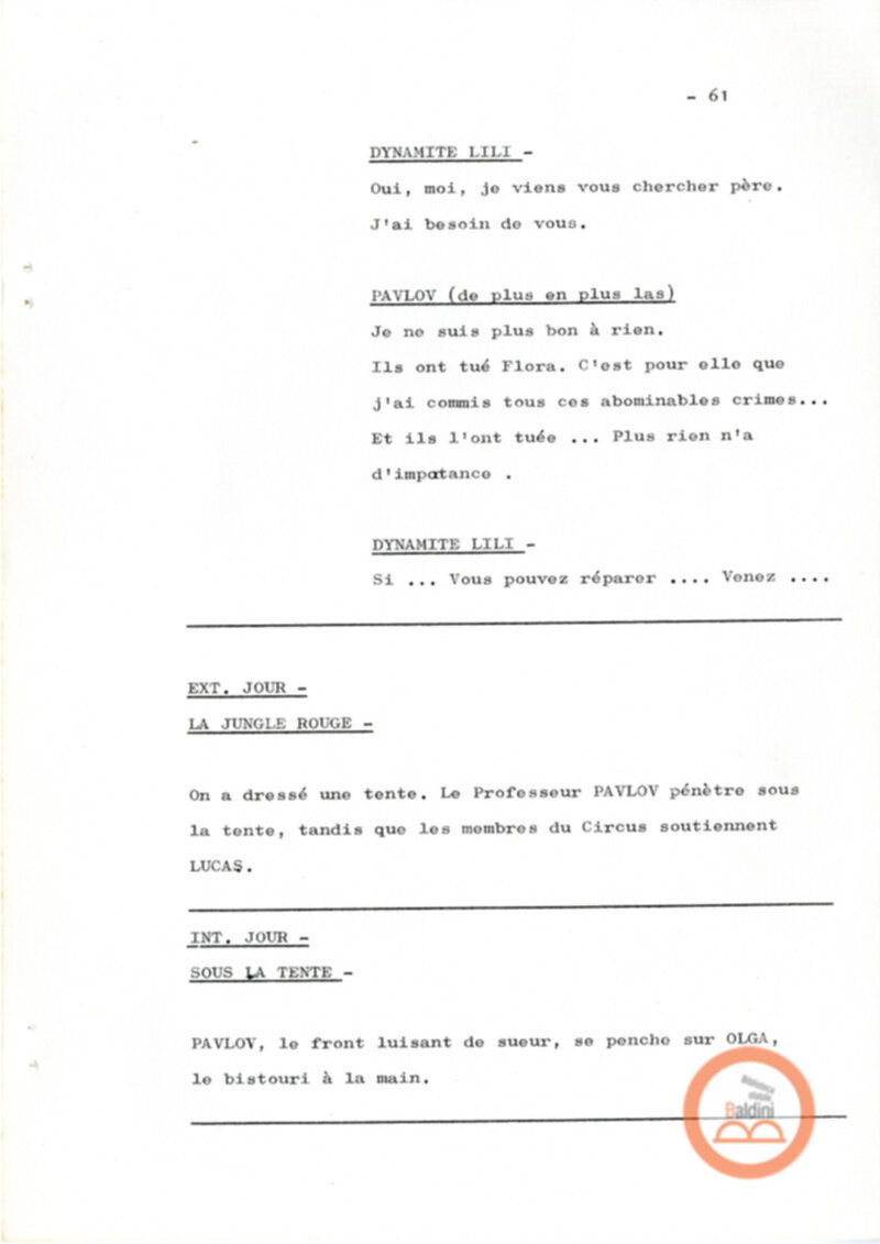 Un film d'aventure d'amor - copione