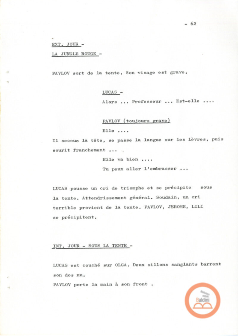 Un film d'aventure d'amor - copione