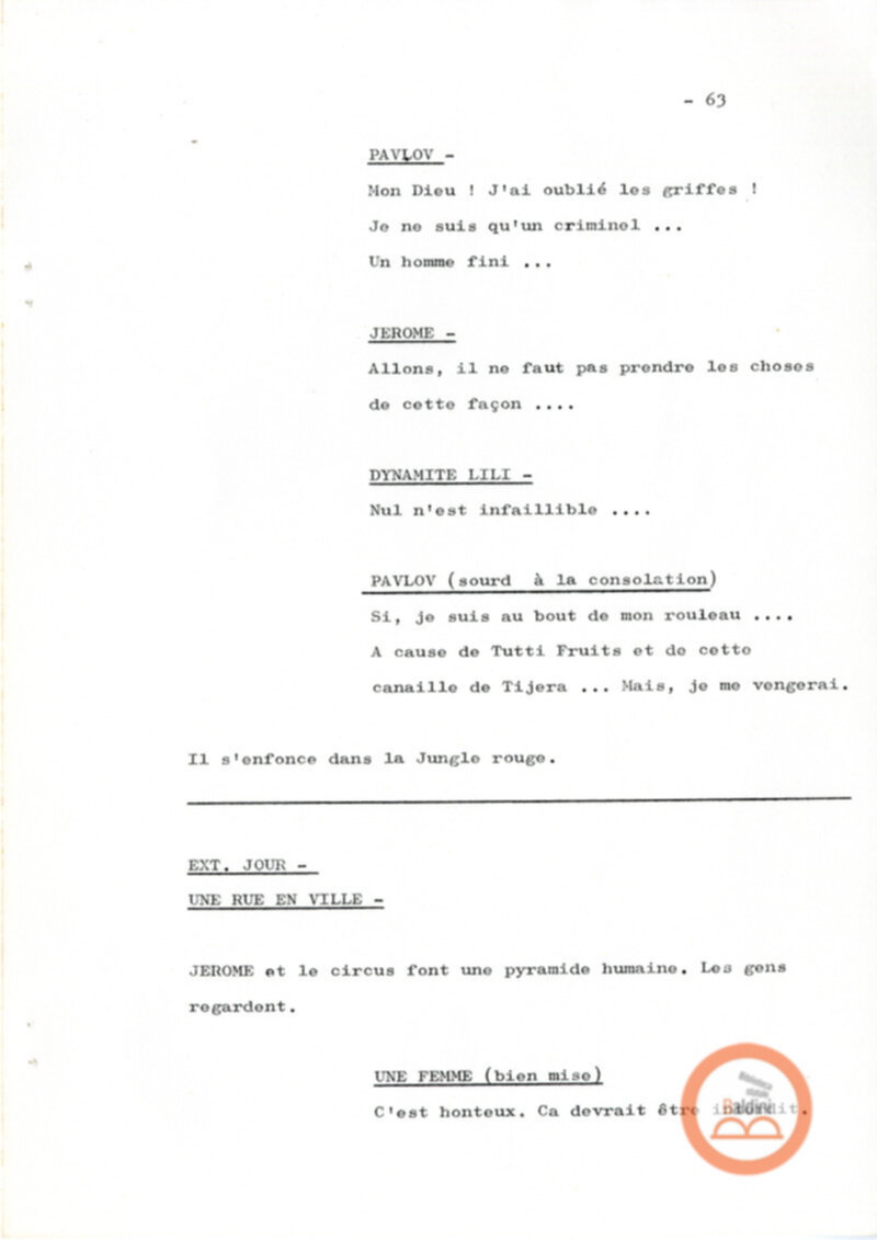 Un film d'aventure d'amor - copione