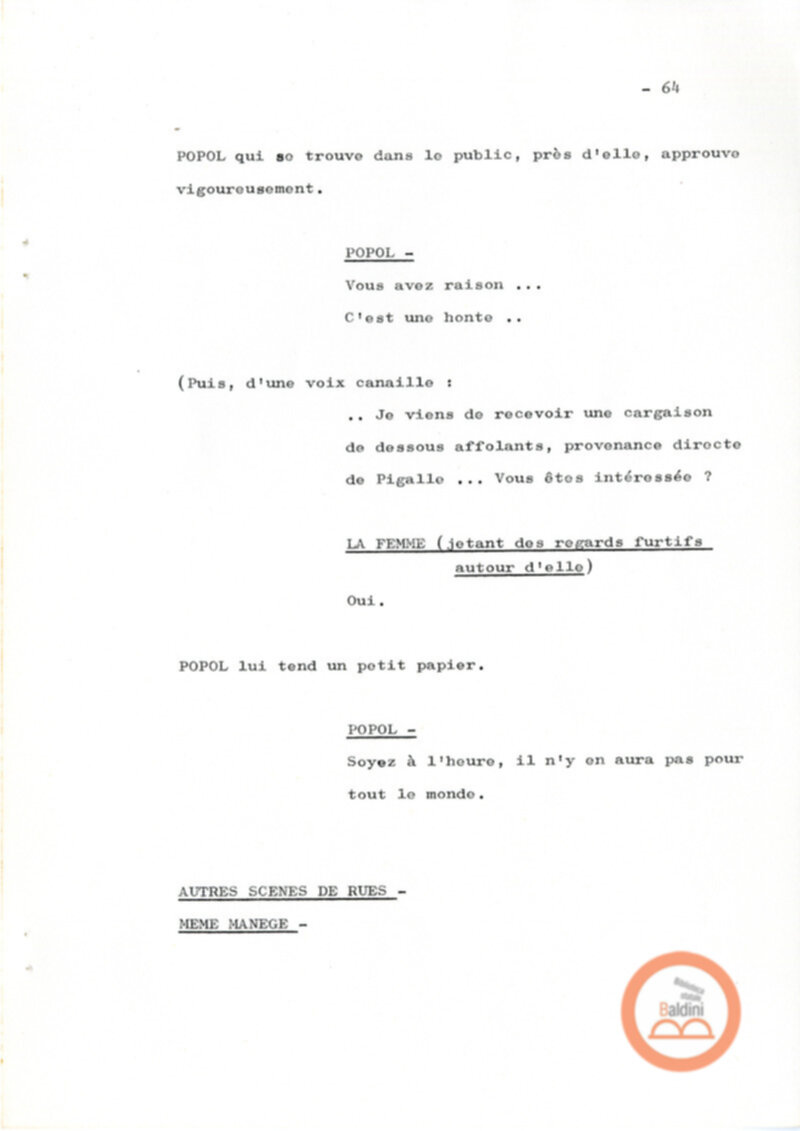 Un film d'aventure d'amor - copione