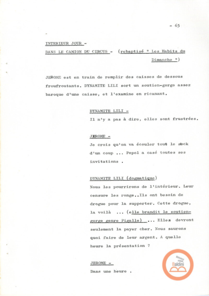 Un film d'aventure d'amor - copione