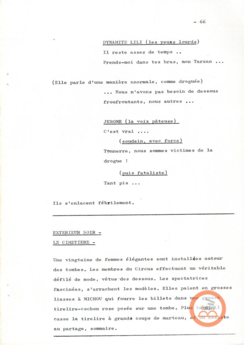 Un film d'aventure d'amor - copione