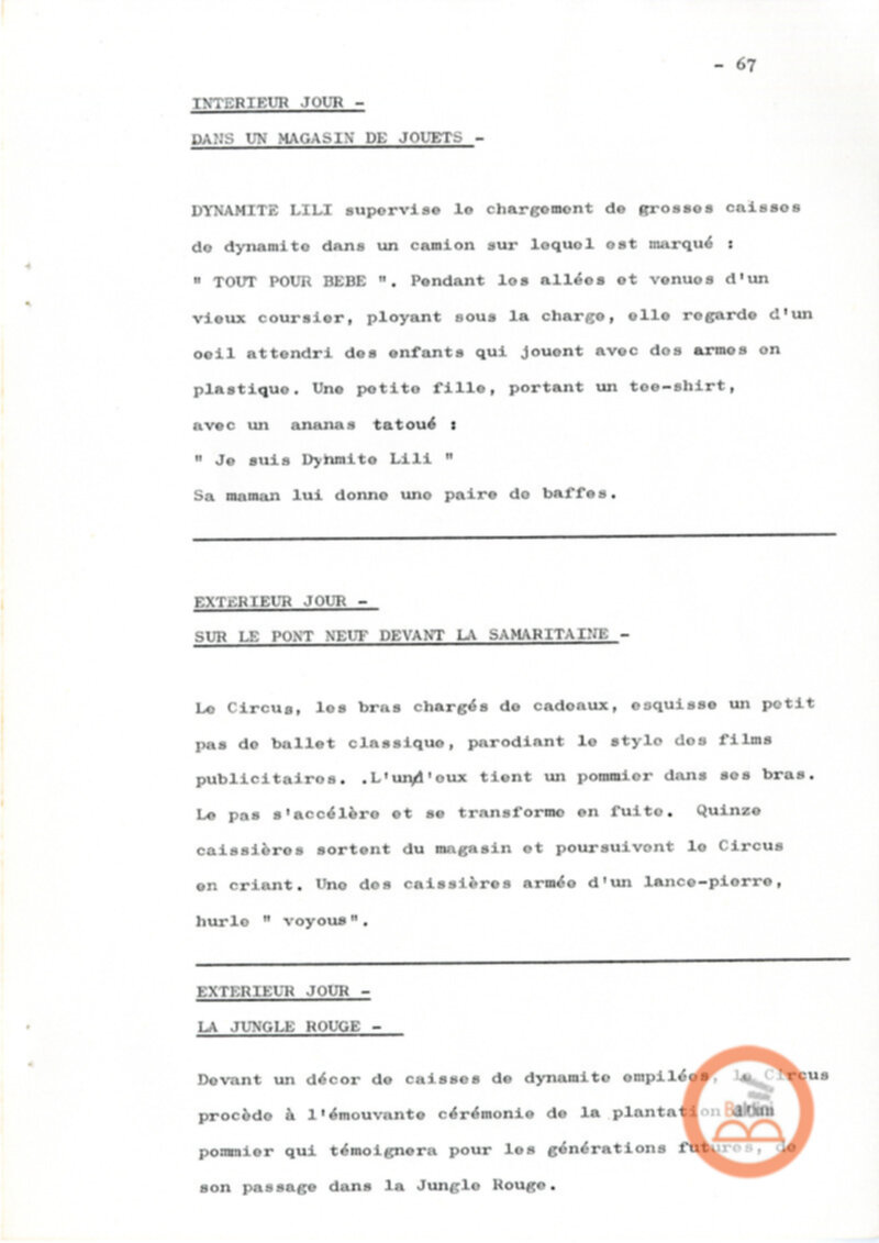 Un film d'aventure d'amor - copione