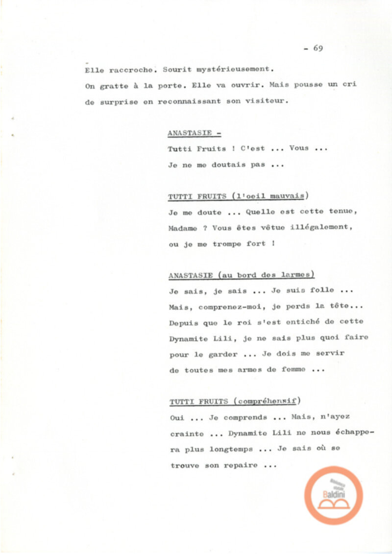 Un film d'aventure d'amor - copione