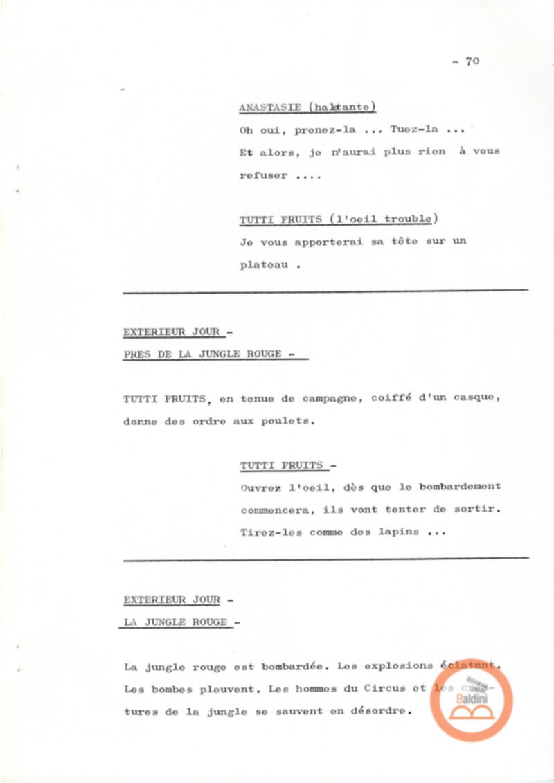 Un film d'aventure d'amor - copione