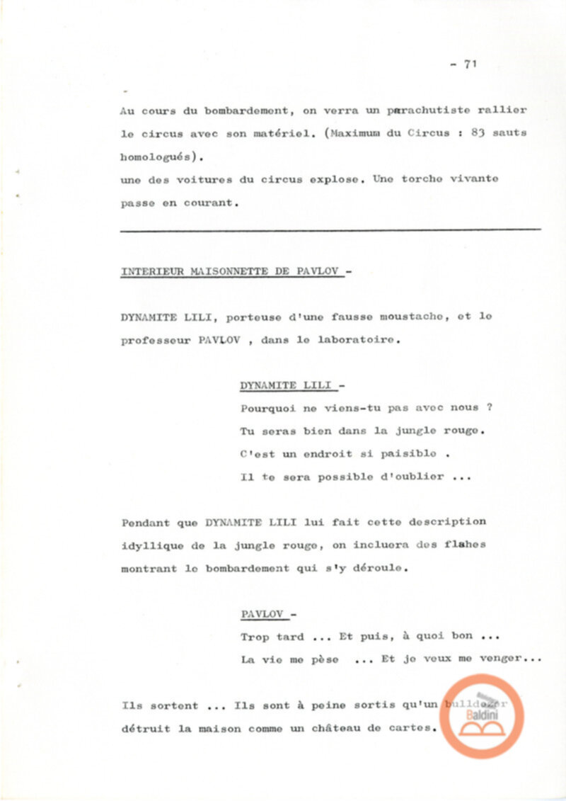 Un film d'aventure d'amor - copione