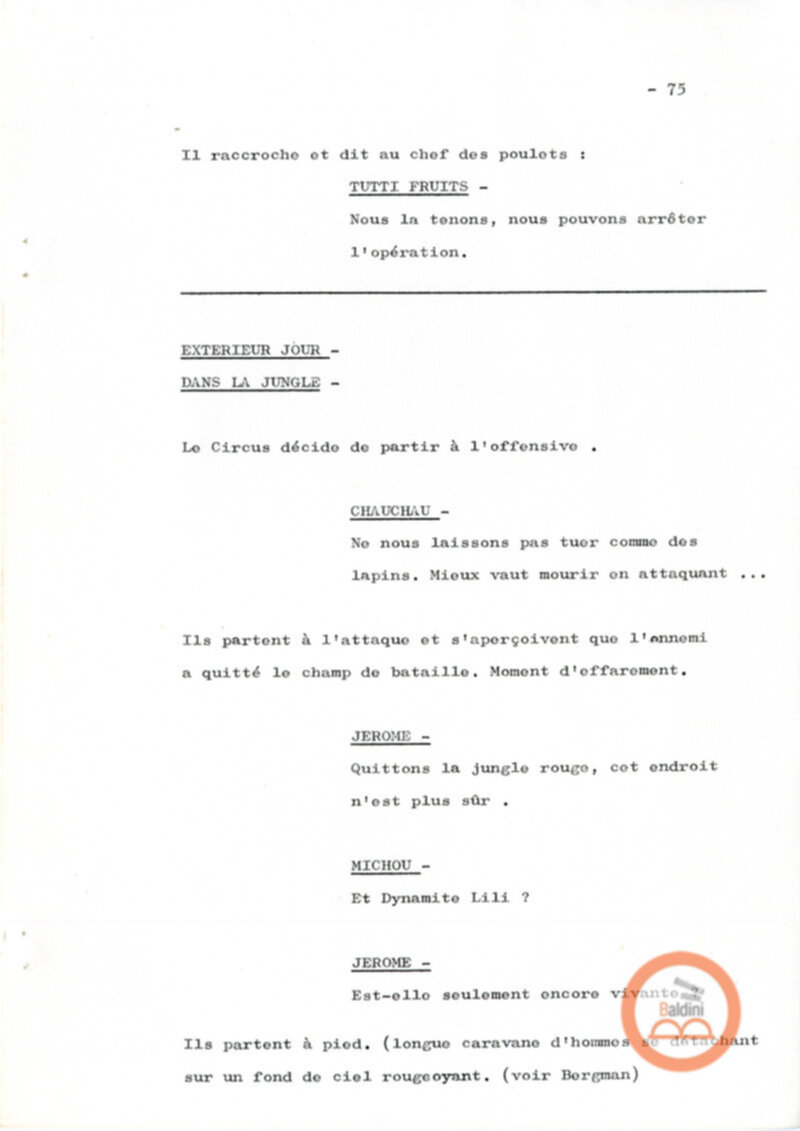 Un film d'aventure d'amor - copione