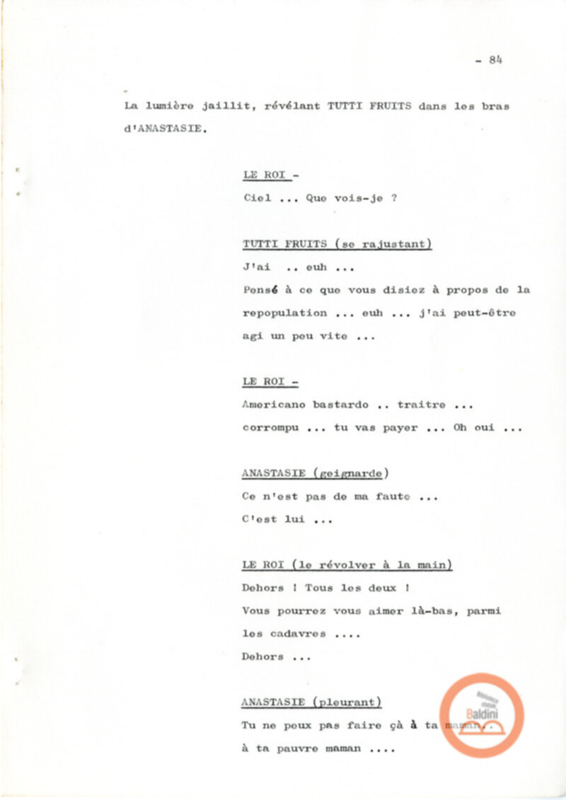 Un film d'aventure d'amor - copione