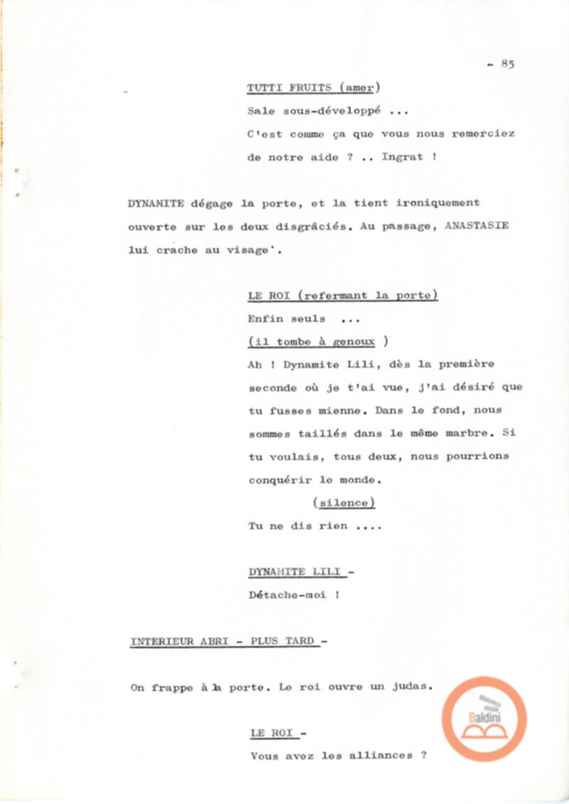 Un film d'aventure d'amor - copione