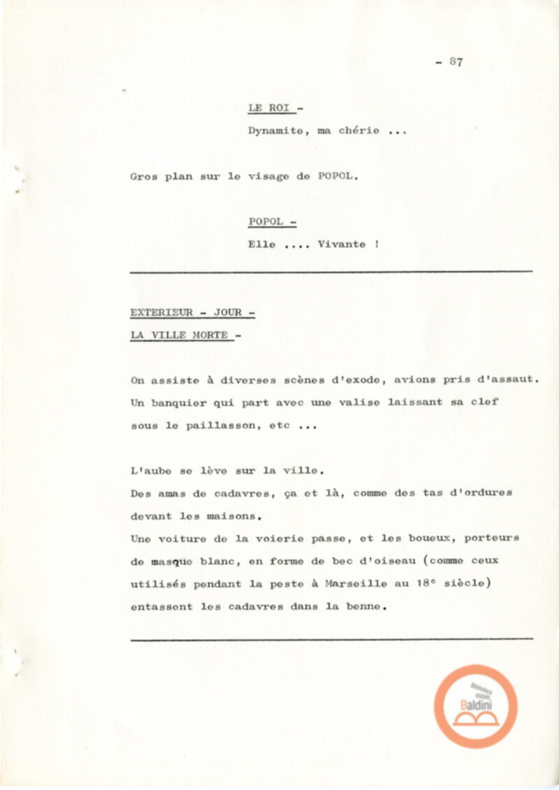 Un film d'aventure d'amor - copione