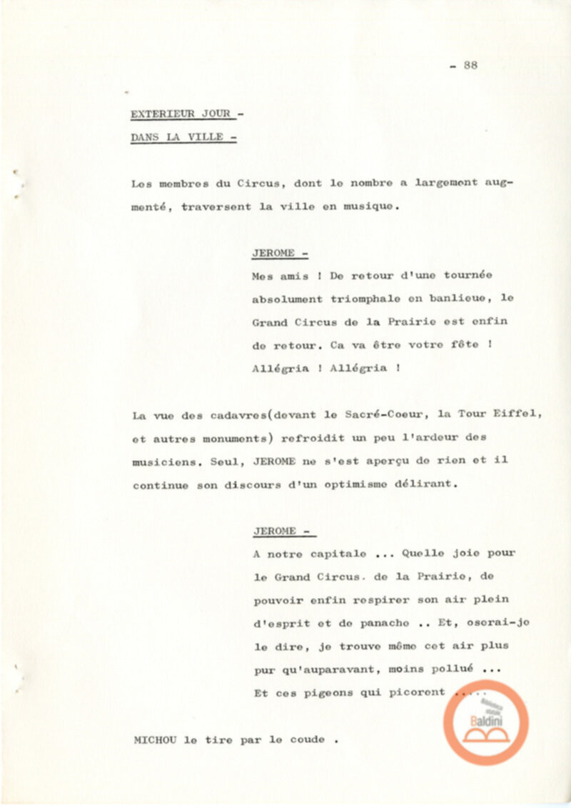 Un film d'aventure d'amor - copione