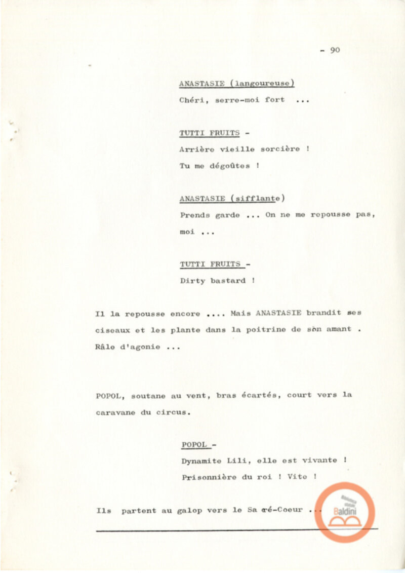 Un film d'aventure d'amor - copione