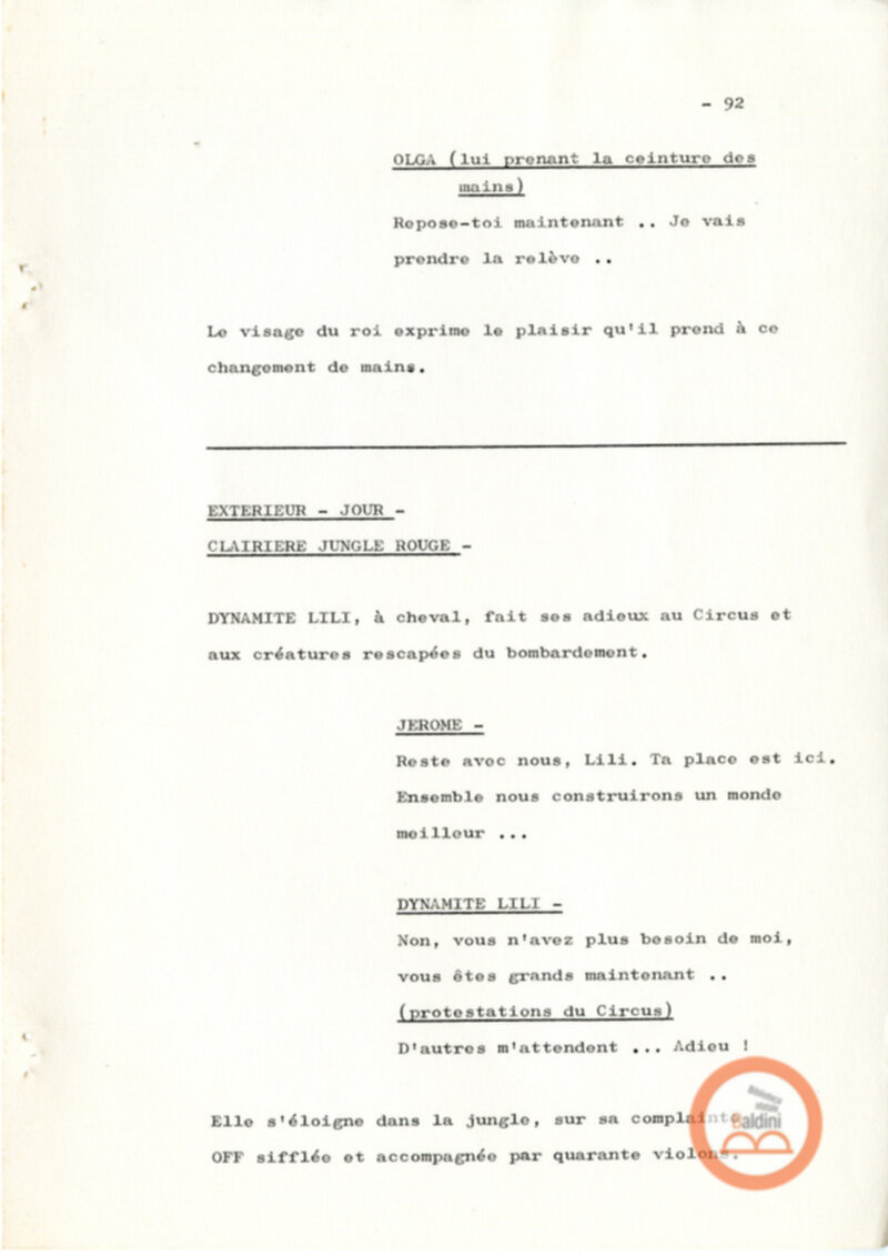 Un film d'aventure d'amor - copione