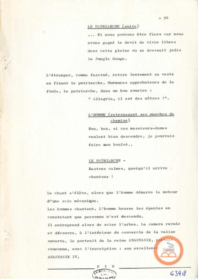 Un film d'aventure d'amor - copione