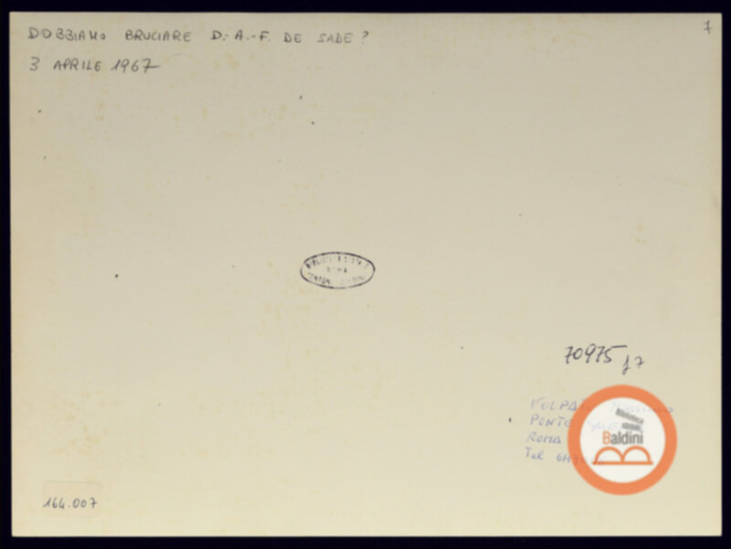 Immagine di Dobbiamo bruciare Donatien-Alphonse Francois de Sade? (rivediamo le bucce al divino...