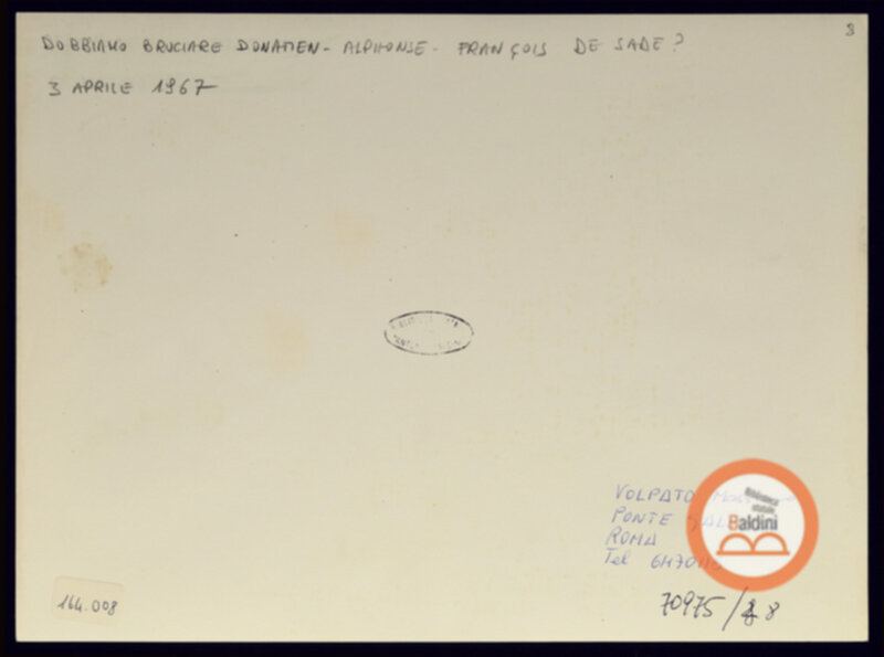 Immagine di Dobbiamo bruciare Donatien-Alphonse Francois de Sade? (rivediamo le bucce al divino...