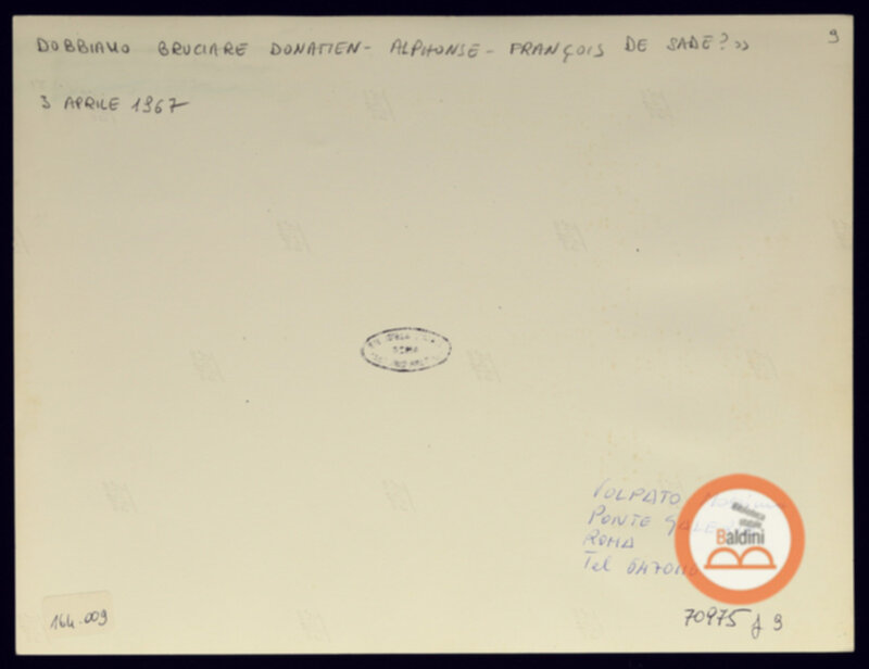 Immagine di Dobbiamo bruciare Donatien-Alphonse Francois de Sade? (rivediamo le bucce al divino...