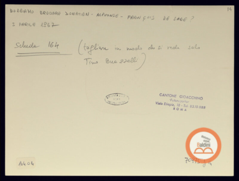 Immagine di Dobbiamo bruciare Donatien-Alphonse Francois de Sade? (rivediamo le bucce al divino...