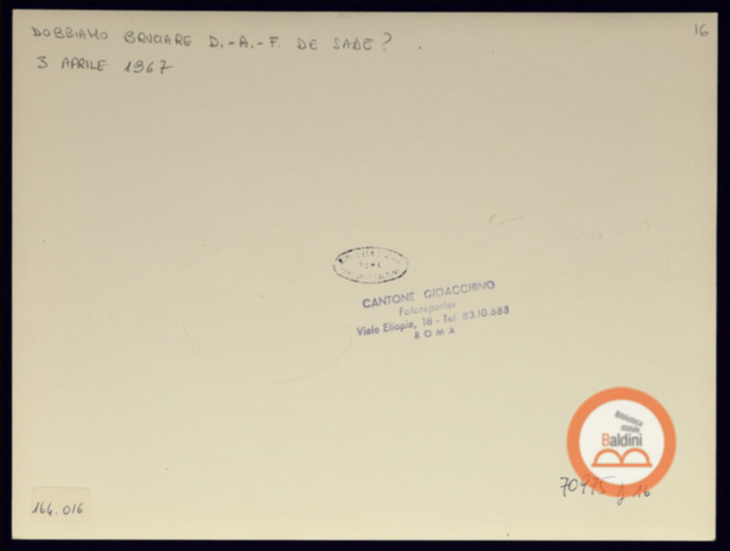 Immagine di Dobbiamo bruciare Donatien-Alphonse Francois de Sade? (rivediamo le bucce al divino...