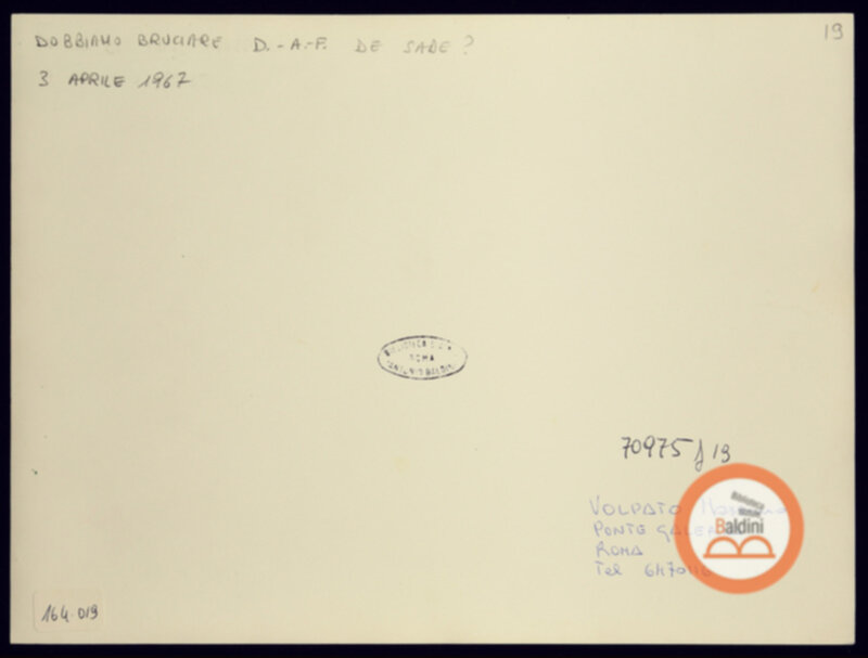 Immagine di Dobbiamo bruciare Donatien-Alphonse Francois de Sade? (rivediamo le bucce al divino...